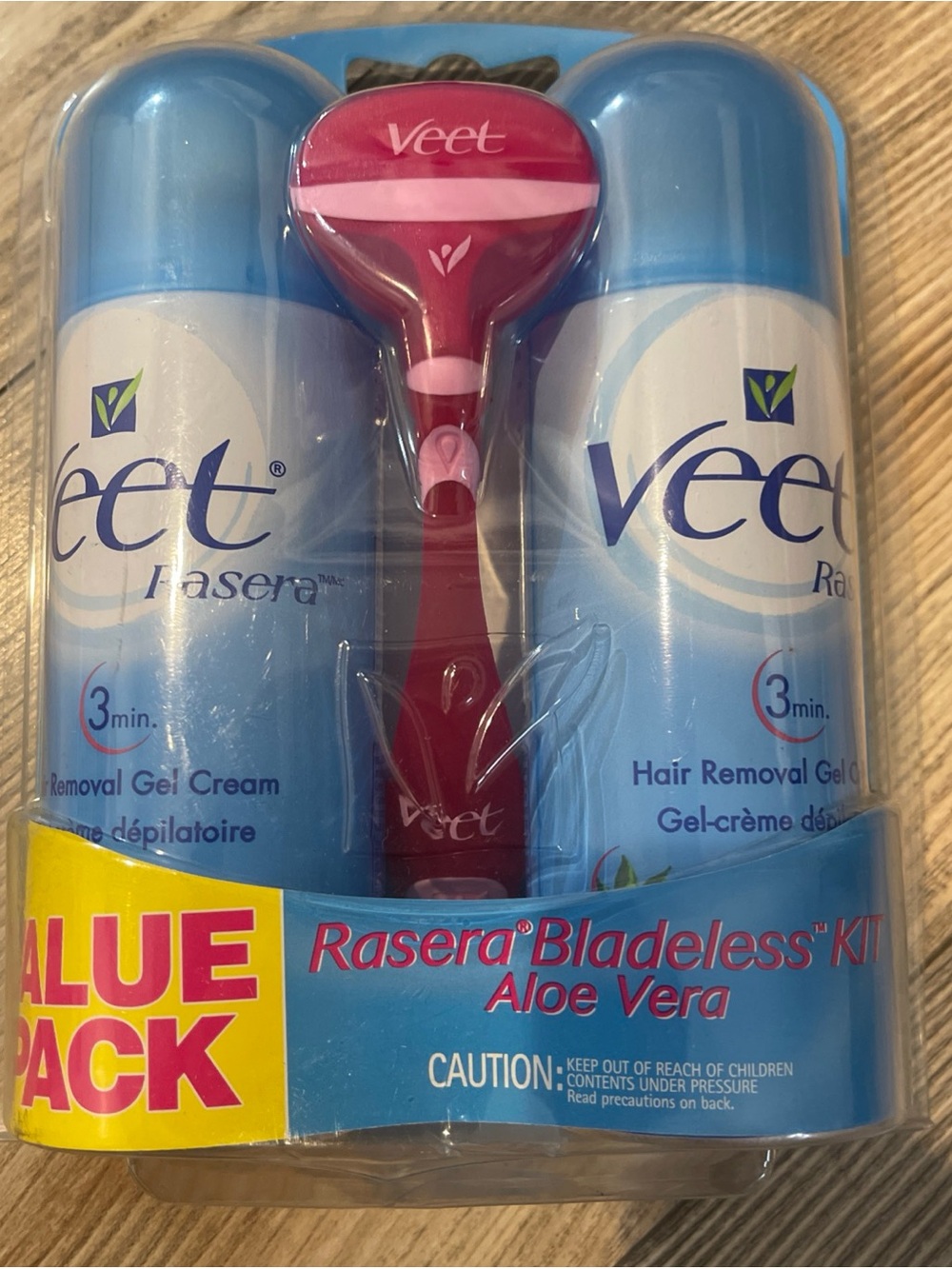 Veet Hair Removal Kit Gel Cream Rasera Bladeless Aloe Vera Value Pack